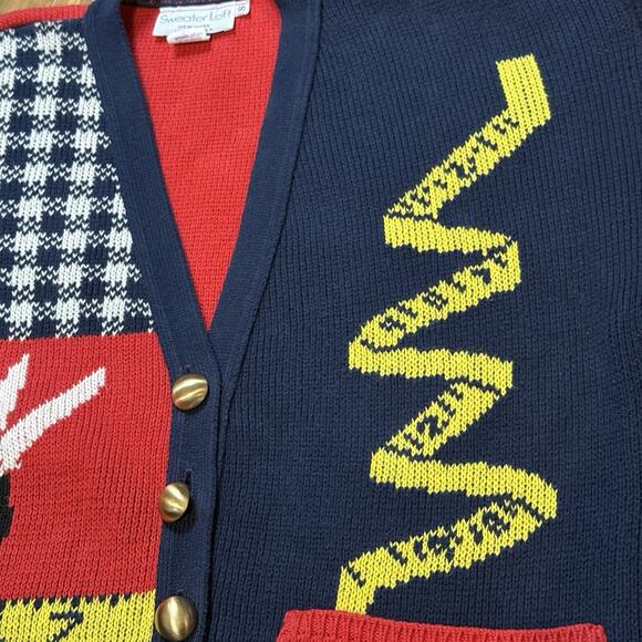 VTG Sweater Loft Women’s Knit Cardigan Sweater Sewing Seamstress Patchwork Small - Picture 8 of 16